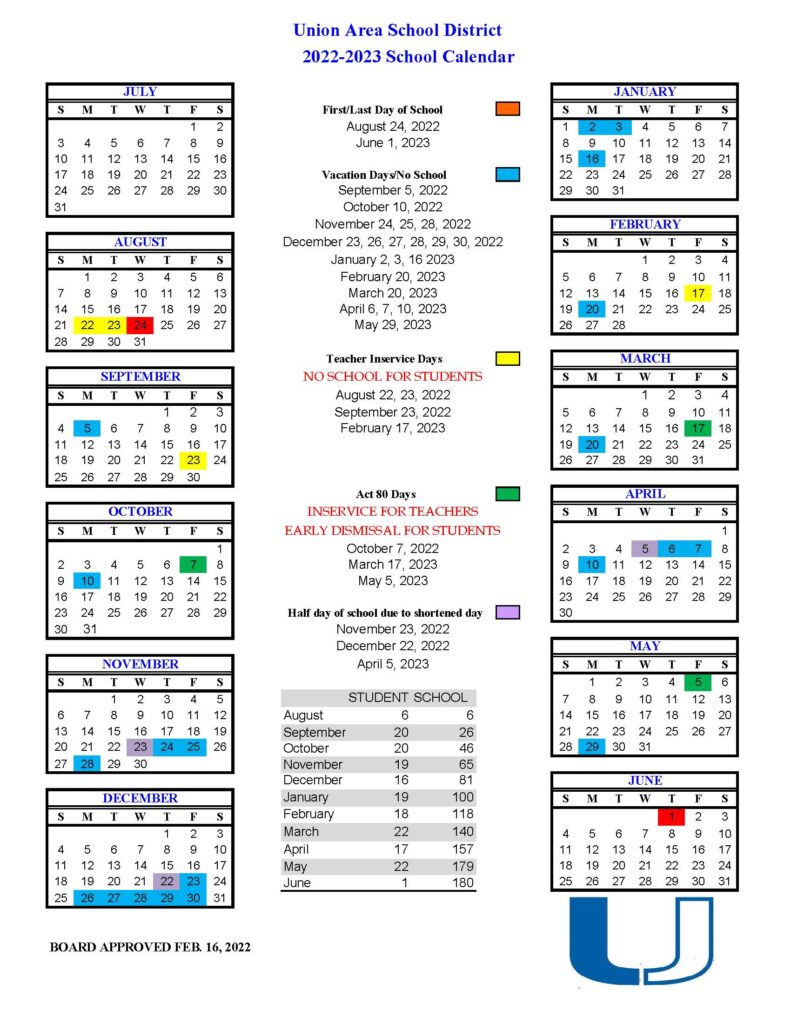 School Calendar - Union Area School District